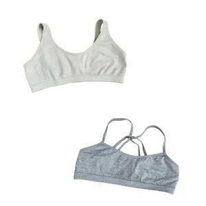 Hanes Girls' Seamless Racerback Bra  Bundle  Gray / Light Blue SZ XL